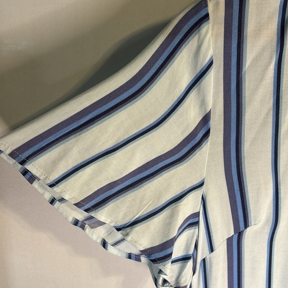 Women’s Jamie & Layla Blue Striped Shirt Dress Button Front Belted Size XL - Picture 4 of 7